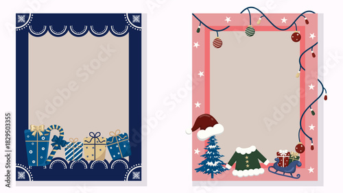 Christmas photo booth vector designs for Christmas party greetings