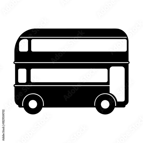 Classic Double Decker Bus Silhouette – Vector Icon Isolated.