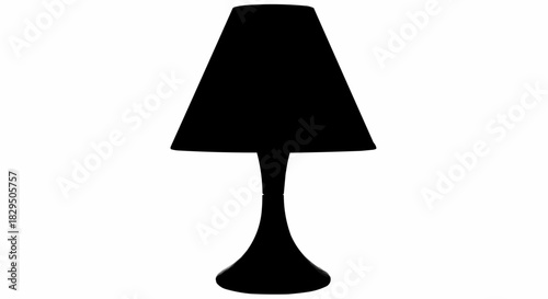 Simple black silhouette of a classic table lamp icon isolated on white.