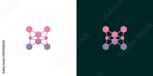 Abstract digital network connection logo featuring interconnected nodes with a vibrant pink and purple gradient, symbolizing technology, data, and innovative communication