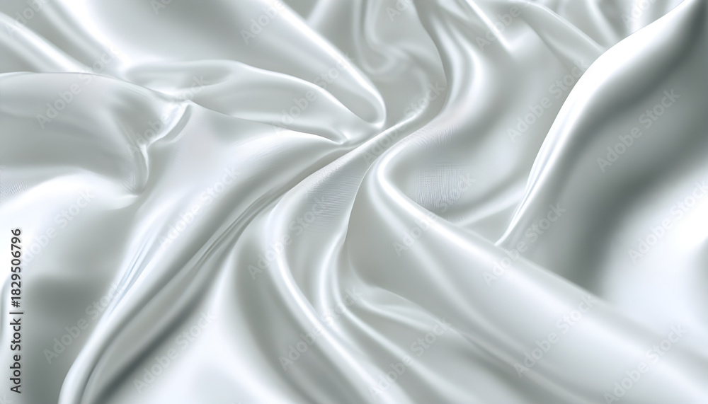 Obraz premium Close-up of smooth white satin fabric with flowing folds.