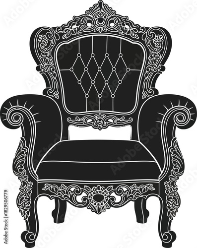 Ornate royal throne armchair vector illustration