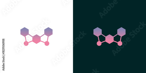 Creative abstract logo featuring a hexagonal molecular structure, symbolizing connection, technology, and scientific innovation