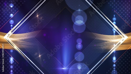 Luxury Award Show Background Animation with Golden Geometric Lines and Bokeh Lights