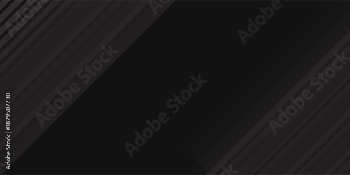 Black abstract background design. Modern wavy line pattern (guilloche curves) in monochrome colors. Premium stripe texture for banner, business backdrop. Dark horizontal