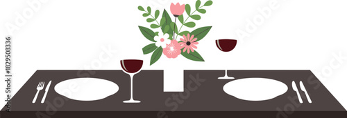 Romantic dinner table setting for two