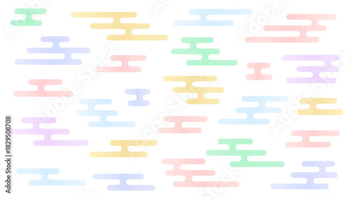 パステルカラーの日本の伝統的な文様のエ霞/えがすみのセット - おしゃれでかわいい和風のカラフル装飾