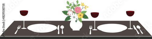 Romantic dinner table setting for two