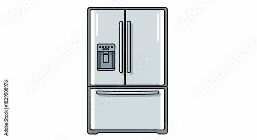 Modern front-loading washing machine vector illustration, a flat line icon of a household laundry appliance in operation