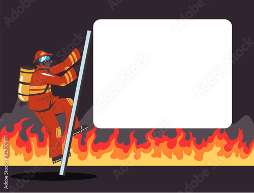 Firefighter instruction information banner poster concept. Vector graphic design illustration element
