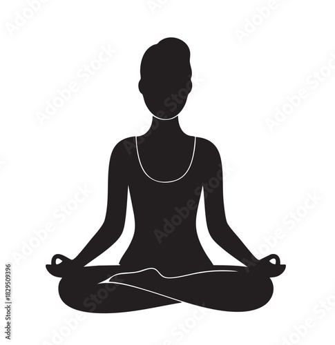 Serene yoga pose with abstract geometric elements