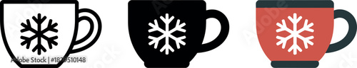 Winter Mugs Set with Snowflake Design in Various Colors Creative Vector Illustration