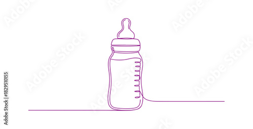 A baby feeder icon drawn in one continuous line. Vector illustration with a single line style.