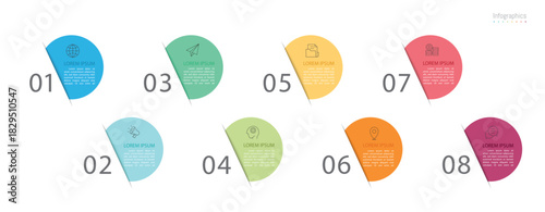 Infographic 8 options design elements for your business data. Vector Illustration.
