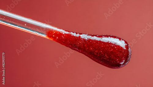 red lip gloss applicator macro close-up