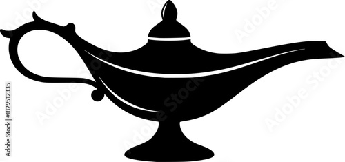 Silhouette illustration of a classic genie oil lamp