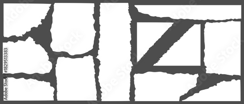 ちぎれた・やぶれた紙　ホワイト