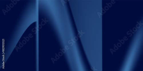 Abstract dark blue gradient background. Dark scene with curved waves of smoke or fog reflecting soft light, Black drop cool feeling of cold and cool underwater water.