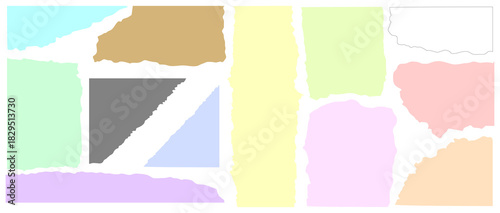 ちぎれた・やぶれた紙　カラフル