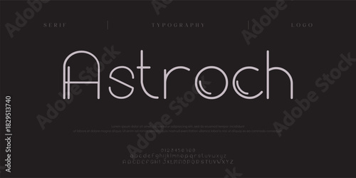 Astroch, Sport modern minimal logo alphabet font. Abstract scifi science futuristic typography sport, technology, fashion, brand, future creative logos fonts. vector illustration
