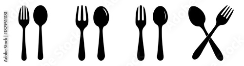 Black and white image featuring a collection of knives and forks arranged in a symmetrical pattern