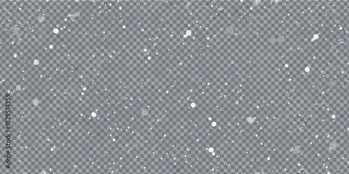 Realistic falling snow on transparent background for winter holiday designs