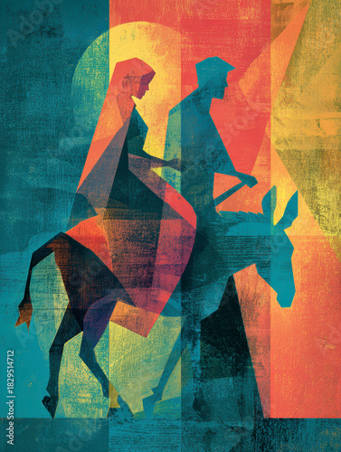 Holy Family Journey Illustration – AI Generative