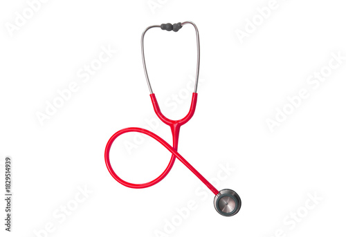 Red stethoscope isolated on transparent background