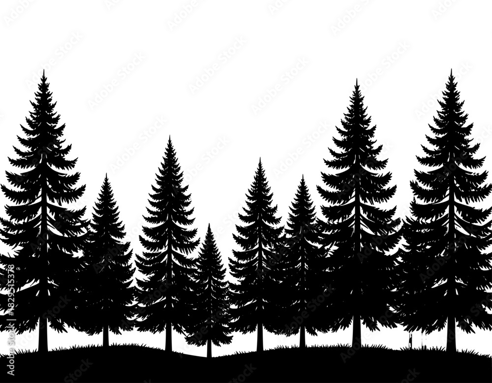 Obraz premium illustration set vector silhouette trees