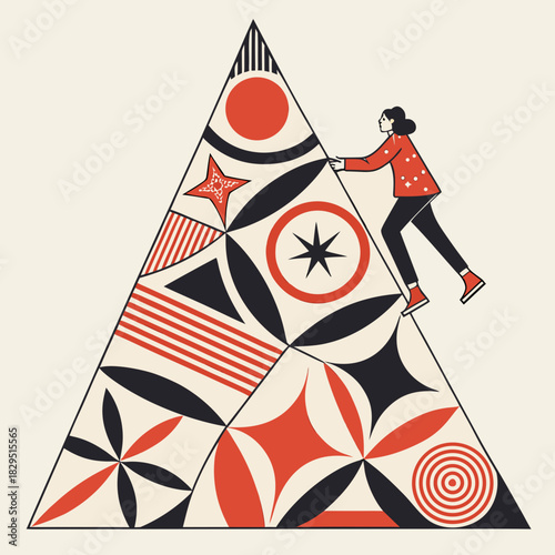 Climbing to the Top: A determined individual embarks on a challenging ascent towards success. This conceptual illustration embodies the pursuit of ambition, dedication.
