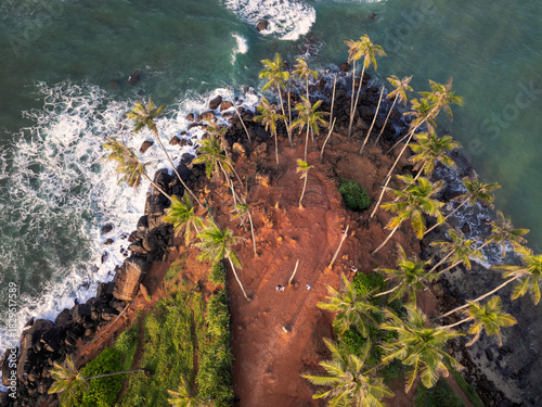 Aerial view of Coconut Tree Hill in Mirissa, Sri Lanka
