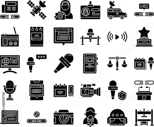 Journalism and Mass Media Vector Icon Set