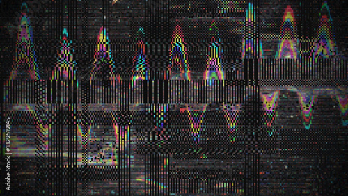 Abstract glitch texture with VHS distortion and pixel noise