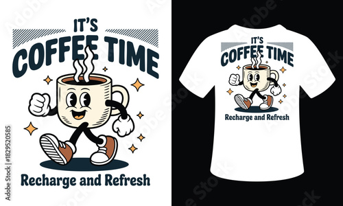 coffee time t-shirt  vector illustration design