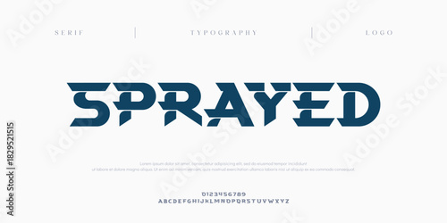 Sprayed, Japanese modern style vector type font. Typography of Japanese or Chinese modern type fonts
