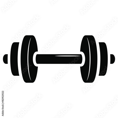 Dumbbell Icon Illustration, Fitness Equipment Vector, Gym Weight Symbol