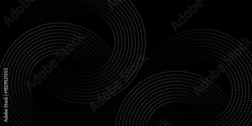 Halftone circular dotted frames set. Circle dots texture isolated on white background. Spotted spray texture. Vector abstract design element spiral circle sound wave vector logo modern