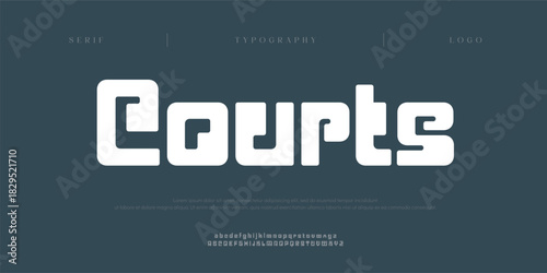 Courts, modern font creative alphabet. Typography with dot regular and number. minimalist style fonts set. vector illustration
