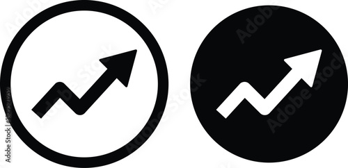 upward arrow icon. upward trending jagged line arrow icon on white, symbolizing growth on Transparent Background. Finance data UI sign. Business growth pictogram.
