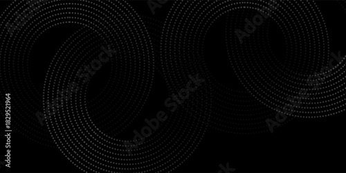 Halftone circular dotted frames set. Circle dots texture isolated on white background. Spotted spray texture. Vector abstract design element spiral circle sound wave vector logo modern