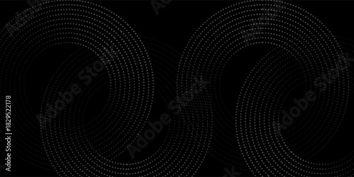 Halftone circular dotted frames set. Circle dots texture isolated on white background. Spotted spray texture. Vector abstract design element spiral circle sound wave vector logo modern
