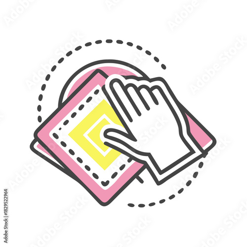 DIY handkerchiefs being stamped, colorful design, ideal for creating unique wedding souvenirs