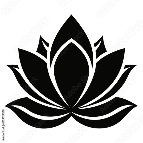Lotus Flower vector clean black silhouette design white background