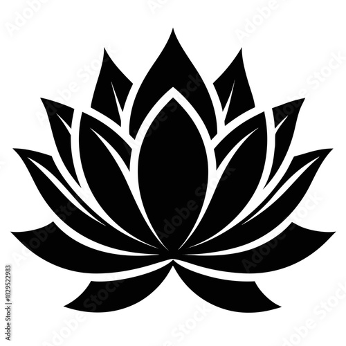 Lotus Flower vector clean black silhouette design white background