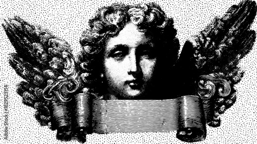 Antique engraving featuring a silhouette. This hand-drawn illustration with stipple effects showcases vintage artistry in a classic vector style.