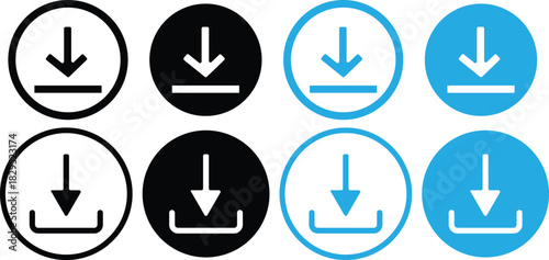 download icon button. Files download icons symbol in line and flat style on Transparent Background
