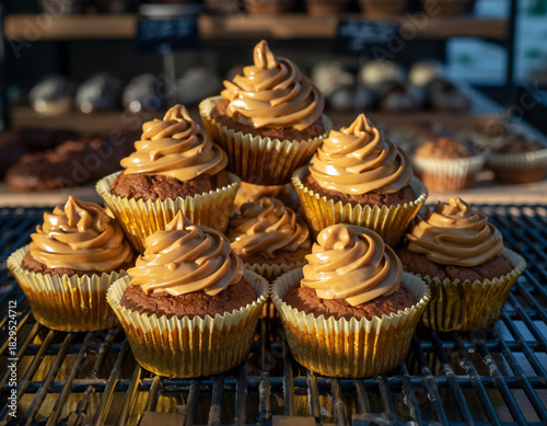 Wallpaper Mural Sweet chocolate cupcakes topped with golden caramel swirl Torontodigital.ca