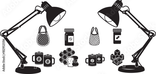 Sustainable living and natural products icon set for eco friendly design