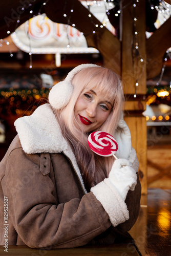 Warm Winter Portrait with Festive Lights