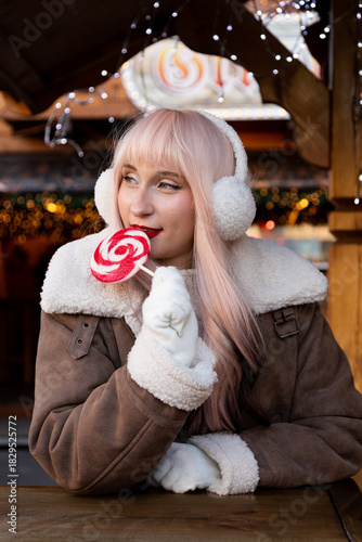 Smiling Woman in Winter Outfit